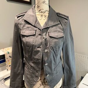 White House Black Market Gray Blazer Structured Shoulders